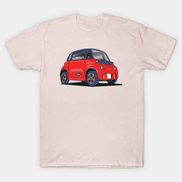 Citroen Ami electric car in red T-Shirt by Webazoot